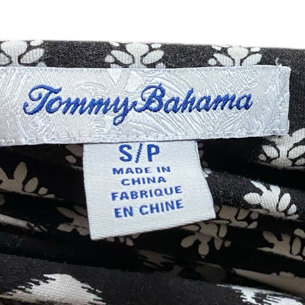 Tommy Bahama Midi Dress Womens Small Black Handkerchief Hem Tropical Sleeveless - Picture 3 of 13